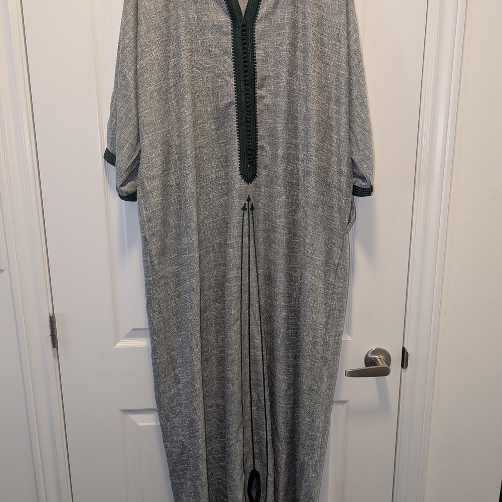 Gray and Green Kaftan Dress